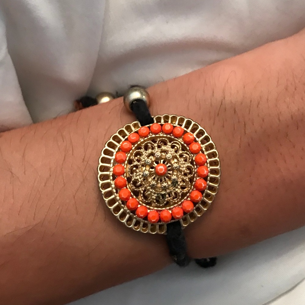 Gold and Orange adjustable bracelet